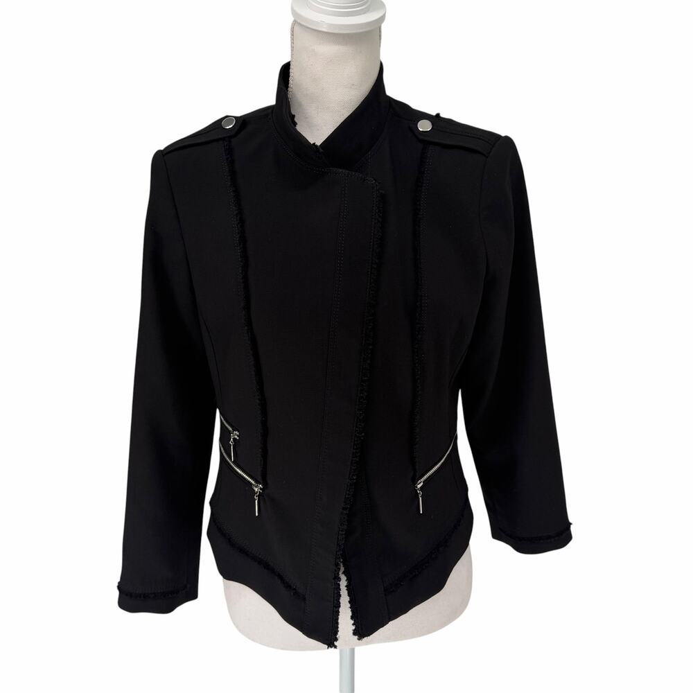 White House Black Market Asymmetrical Zip-Front Moto Jacket Sz 8 - Picture 2 of 9